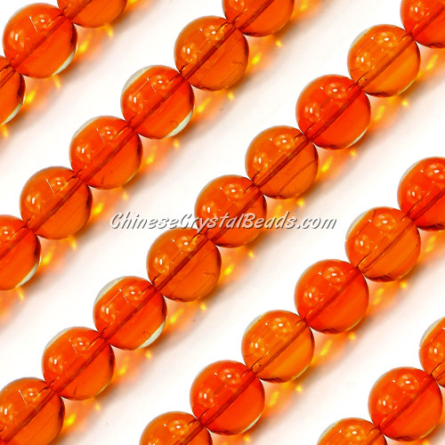 Chinese 10mm Round Glass Beads orange, hole 1mm, about 33pcs per strand - Click Image to Close