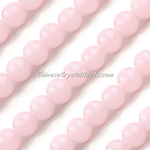 Chinese 10mm Round Glass Beads light pink jade, hole 1mm, about 33pcs per strand - Click Image to Close