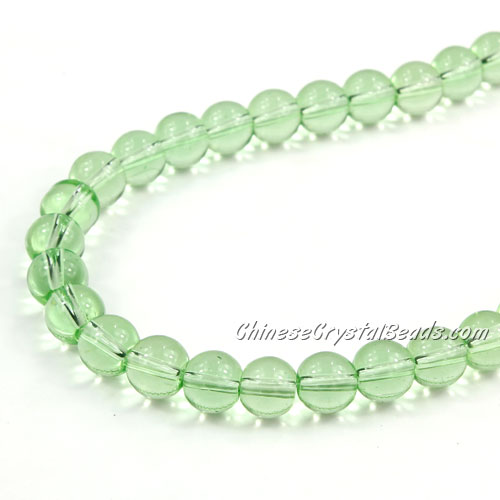 Chinese 8mm Round Glass Beads lime green, hole 1mm, about 42pcs per strand - Click Image to Close