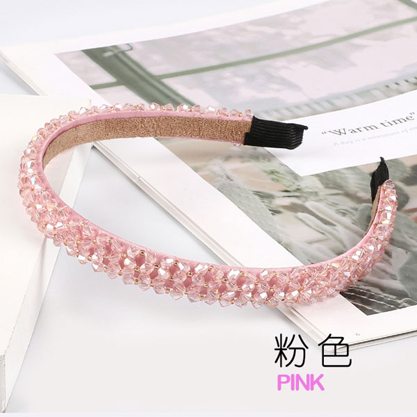 crystal beads tiara headband, pink, 1pc - Click Image to Close