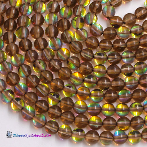 amber Mystic Aura Quartz Beads 6/8/10/12mm Rainbow Holographic Bead Synthetic Moonstone 15.5inch - Click Image to Close