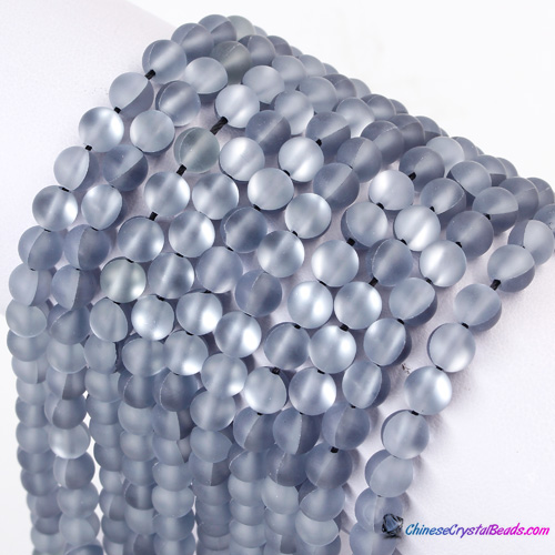 Matte gray silver Mystic Aura Quartz Beads 6/8/10/12mm Rainbow Holographic Bead Synthetic Moonstone 15inch - Click Image to Close