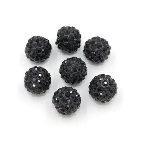 50pcs, 12mm Pave beads, hole: 1.5mm, clay disco beads, black - Click Image to Close