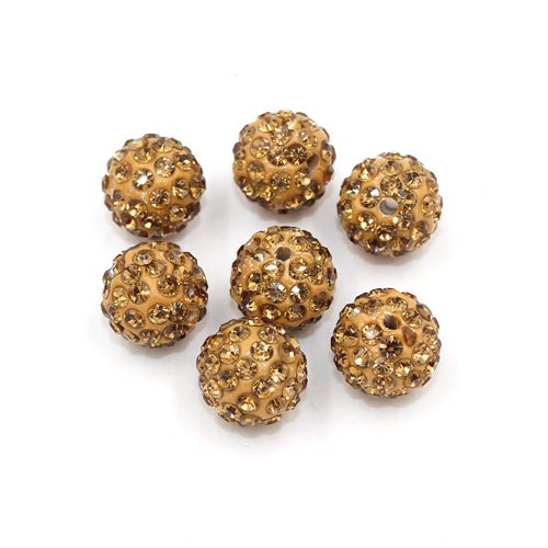 50pcs, 12mm Pave beads, hole: 1.5mm, clay disco beads, Champagne - Click Image to Close