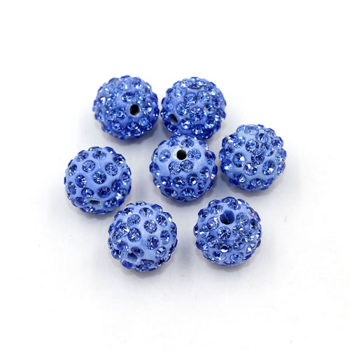 50pcs, 12mm Pave beads, hole: 1.5mm, clay disco beads, light sapphire - Click Image to Close