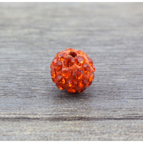 50pcs, 12mm Pave beads, hole: 1.5mm, clay disco beads, orange - Click Image to Close