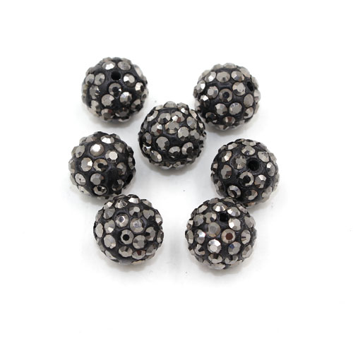 50pcs, 12mm Pave beads, hole: 1.5mm, clay disco beads, silver - Click Image to Close