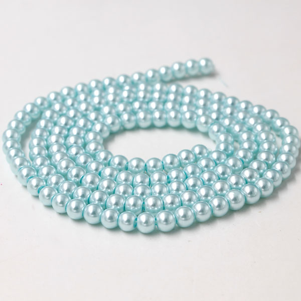 Glass Pearl Beads, Round, lt aqua, different size for choice, Hole:Approx 1mm, Length:Approx 32 Inch - Click Image to Close