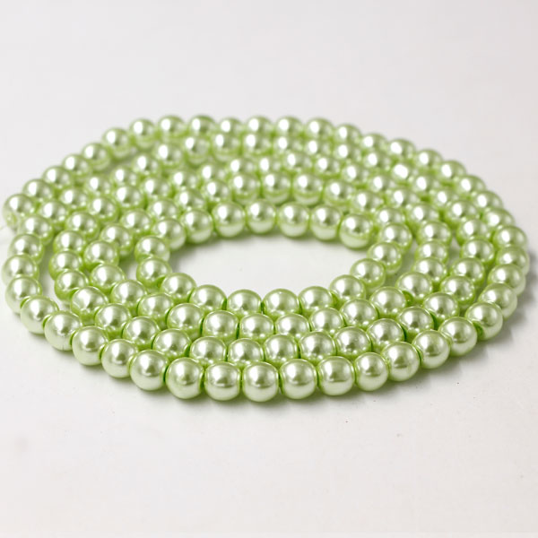 Glass Pearl Beads, Round, lt green, different size for choice, Hole:Approx 1mm, Length:Approx 32 Inch