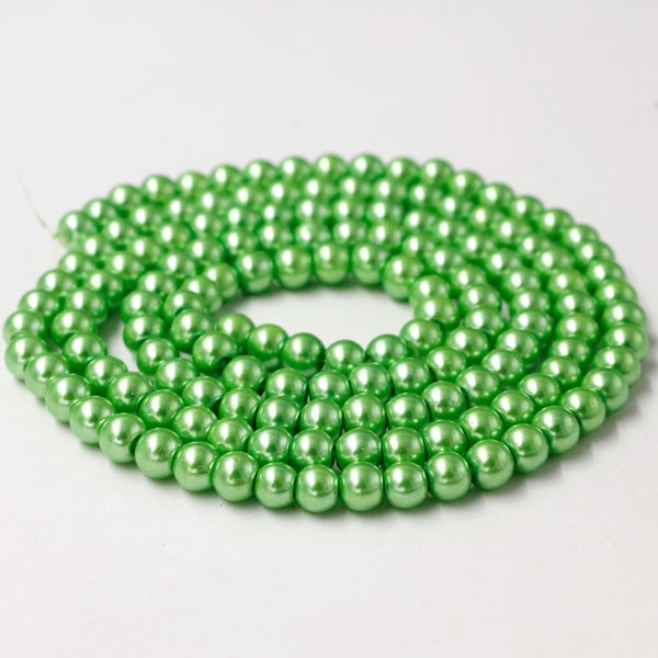 Glass Pearl Beads, Round, green, different size for choice, Hole:Approx 1mm, Length:Approx 32 Inch - Click Image to Close