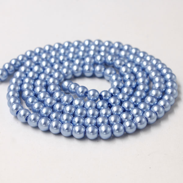 Glass Pearl Beads, Round, lt blue, different size for choice, Hole:Approx 1mm, Length:Approx 32 Inch