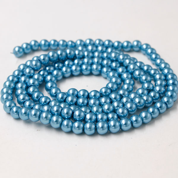 Glass Pearl Beads, Round, aqua, different size for choice, Hole:Approx 1mm, Length:Approx 32 Inch - Click Image to Close