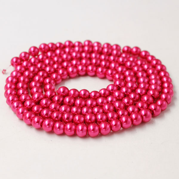 Glass Pearl Beads, Round, deep rose, different size for choice, Hole:Approx 1mm, Length:Approx 32 Inch - Click Image to Close