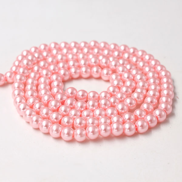 Glass Pearl Beads, Round, pink, different size for choice, Hole:Approx 1mm, Length:Approx 32 Inch