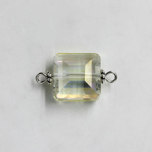 Square shape Faceted Crystal Pendants Necklace Connectors, 13x13mm, lt yellow, 1 pc - Click Image to Close