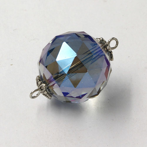 20mm big crystal ball pendant connector charms, blue light, 1 pc - Click Image to Close
