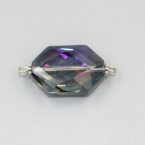 Graphic shape Faceted Crystal Pendants Necklace Connectors, 17x33mm, purple light., 1 pc - Click Image to Close