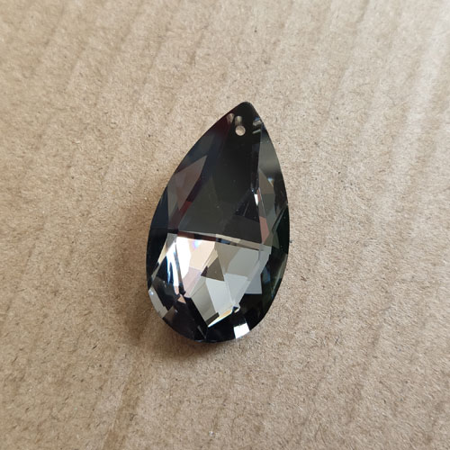 38x22mm Chinese Crystal Faceted Teardrop Pendant, Black Diamond, hole: 1.5mm - Click Image to Close