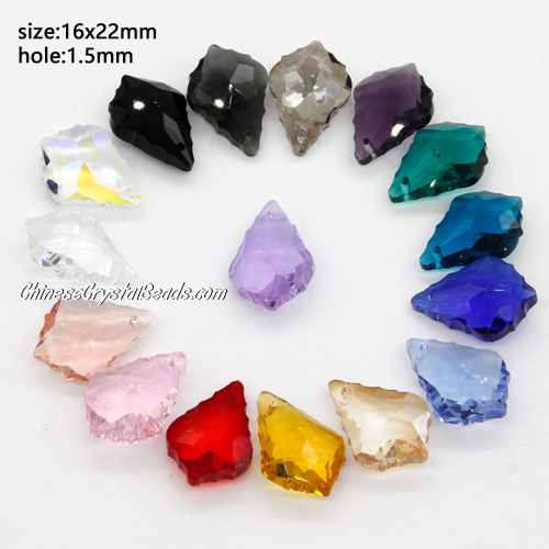 16 color Chinese Crystal 6090 Baroque Pendants, 15x22mm, mix, 16pcs - Click Image to Close