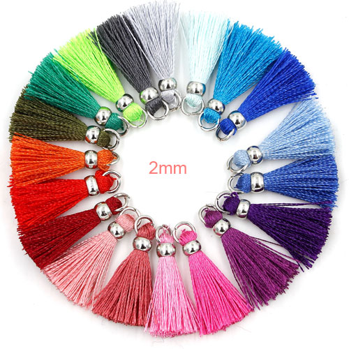 10 pcs 20mm mini tassels, Luxe Silk Tassels with 4mm copper beads, 29 colors can be choose - Click Image to Close