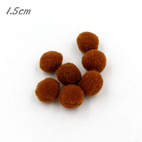 50Pcs 15mm Craft Fluffy Pom Poms Bobble ball, brown color - Click Image to Close