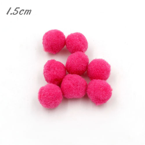 50Pcs 15mm Craft Fluffy Pom Poms Bobble ball, hot pink color - Click Image to Close