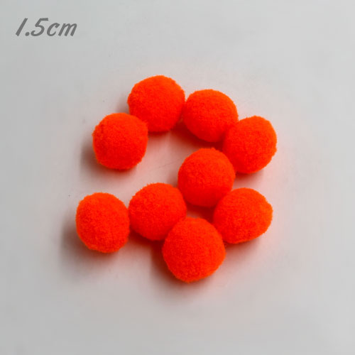 50Pcs 15mm Craft Fluffy Pom Poms Bobble ball, neon orange color - Click Image to Close