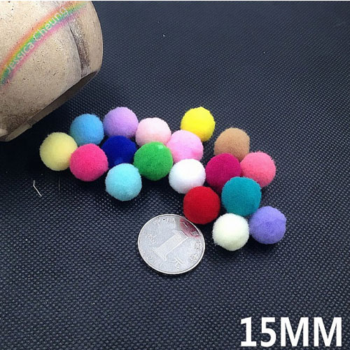 50Pcs 15mm Craft Fluffy Pom Poms Bobble ball, Mix Color - Click Image to Close