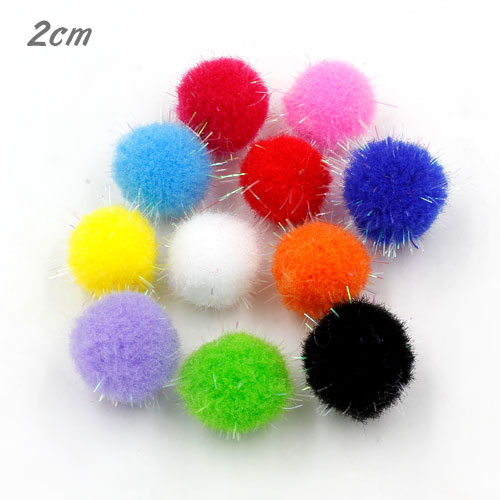 50Pcs 20mm Craft Fluffy Pom Poms Bobble mix loose colors Craft diy - Click Image to Close