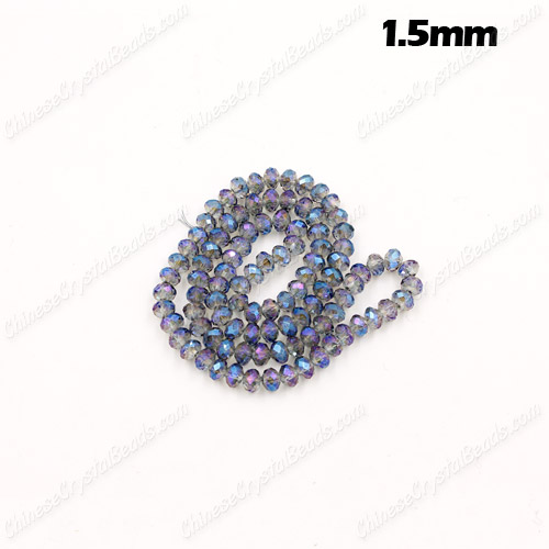 1.7x2.5mm Chinese Crystal Rondelle Beads, transparently blue light, 190pcs - Click Image to Close