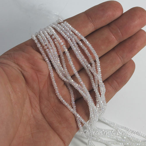 1.7x2.5mm rondelle crystal beads, clear AB, 190Pcs - Click Image to Close