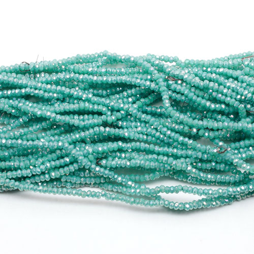 1.7x2.5mm rondelle crystal beads, opaque Turquoise AB, 190Pcs - Click Image to Close