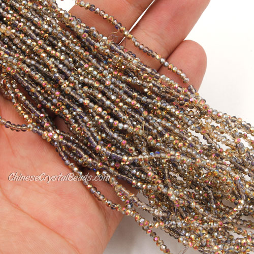 1.7x2.5mm rondelle crystal beads, half amber light, 190Pcs - Click Image to Close