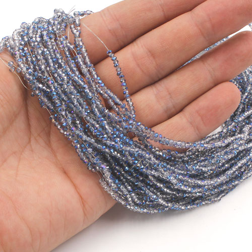 1.7x2.5mm rondelle crystal beads, half blue light, 190Pcs - Click Image to Close