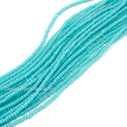 1.7x2.5mm rondelle crystal beads, opaque Turquoise 01, 190Pcs - Click Image to Close