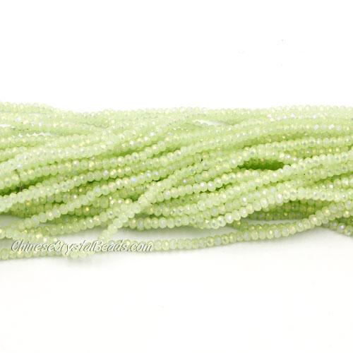 1.7x2.5mm rondelle crystal beads, opaque green AB light, 190Pcs - Click Image to Close