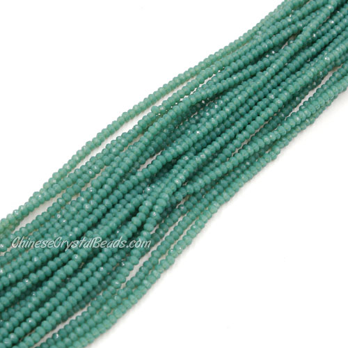 1.7x2.5mm rondelle crystal beads, opaque teal, 190Pcs - Click Image to Close