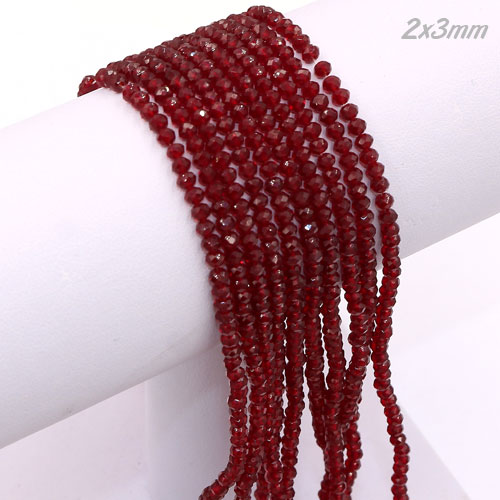 130Pcs 2x3mm Chinese Crystal Rondelle Beads strand, maroon - Click Image to Close