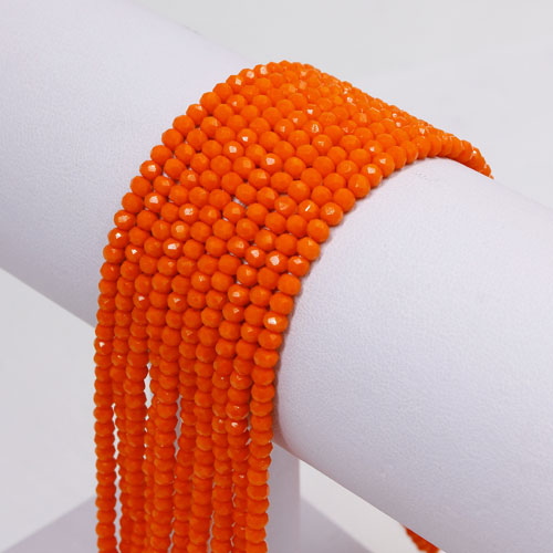130Pcs 2x3mm Chinese Crystal Rondelle Beads strand, opaque orange - Click Image to Close