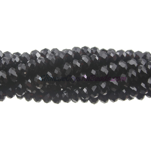 130Pcs 2x3mm Chinese Crystal Rondelle Beads, Black - Click Image to Close