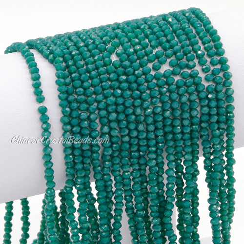 130Pcs 2x3mm Chinese Crystal Rondelle Beads, opaque emerald - Click Image to Close