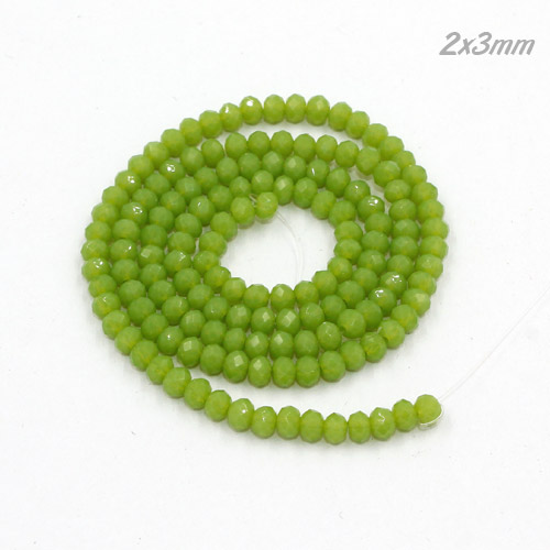 130Pcs 2x3mm Chinese Crystal Rondelle Beads, opaque Olive green - Click Image to Close