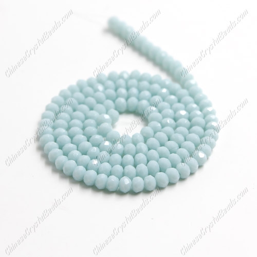 130Pcs 2x3mm Chinese Crystal Rondelle Beads, opaque lt aqua - Click Image to Close