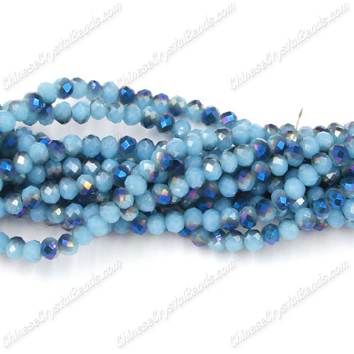 130Pcs 3x4mm Chinese rondelle crystal beads,opaque aque and half blue light - Click Image to Close