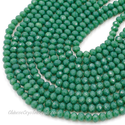 130Pcs 3x4mm Chinese rondelle crystal beads, opaque green - Click Image to Close