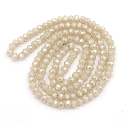 130Pcs 3x4mm Chinese rondelle crystal beads, opaque beige light - Click Image to Close
