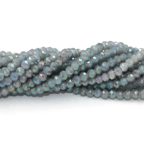130Pcs 3x4mm Chinese Crystal Long Rondelle Strand, opaque sage green 2 - Click Image to Close