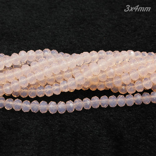130Pcs 3x4mm Chinese Crystal Rondelle Beads Strand, pink opal - Click Image to Close