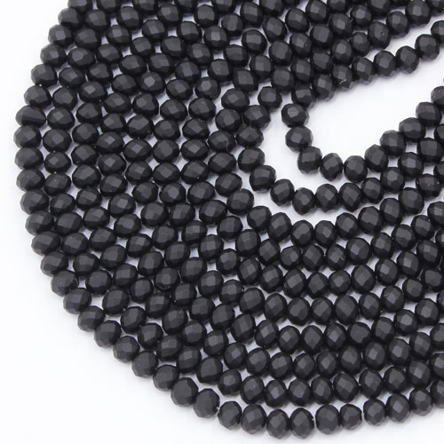 130Pcs 3x4mm matte rondelle crystal beads black - Click Image to Close