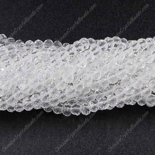 130Pcs 3x4mm Chinese Crystal Long Rondelle Strand, Clear - Click Image to Close